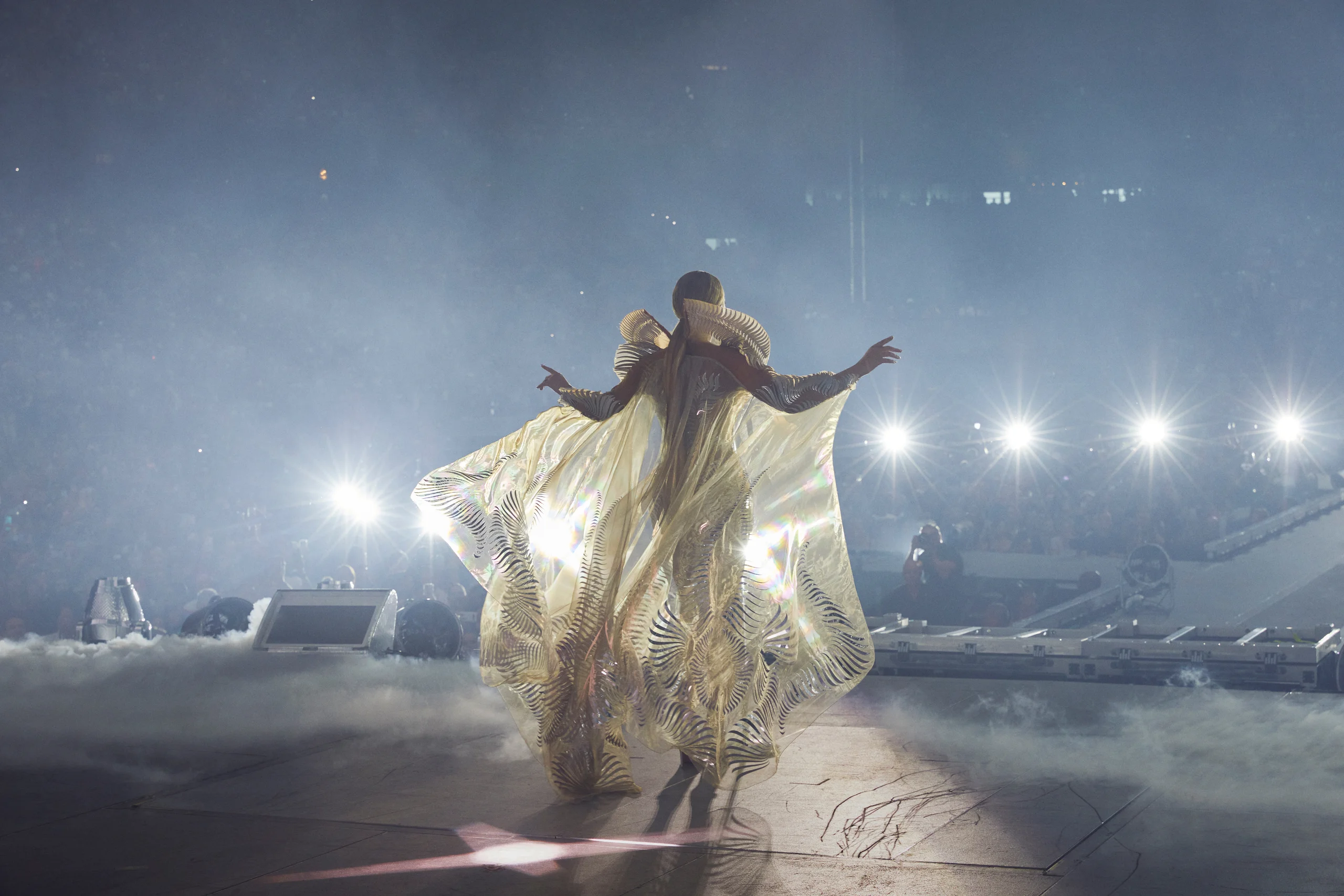 June 17, 2023– Amsterdam, Netherlands

The force that is Beyoncé’s RENAISSANCE WORLD TOUR descended on Johan Cruijff Arena for the first of two nights, with Beyoncé thanking the fervent crowd for their support throughout her career. The TOUR plays here tomorrow evening, June 18.

Beyoncé opened her Amsterdam stop on the RENAISSANCE WORLD TOUR resplendent in a look from Dutch designer Iris van Herpen, styled by Shiona Turini. Hair by Neal Farinah. Makeup by Rokael Lizama and jewelry from Tiffany & Co.

Photographer: Andrew White

---
RIGHTS GRANTED FOR USE OF THIS PHOTO IN CONJUNCTION WITH COVERAGE OF THE RENAISSANCE WORLD TOUR. NO OTHER USE OF THIS PHOTO IS APPROVED.
