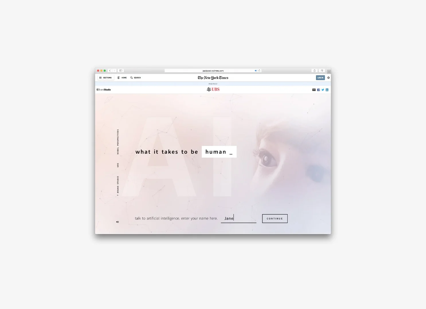 UBS What It Takes To Be Human microsite by T Studio, London