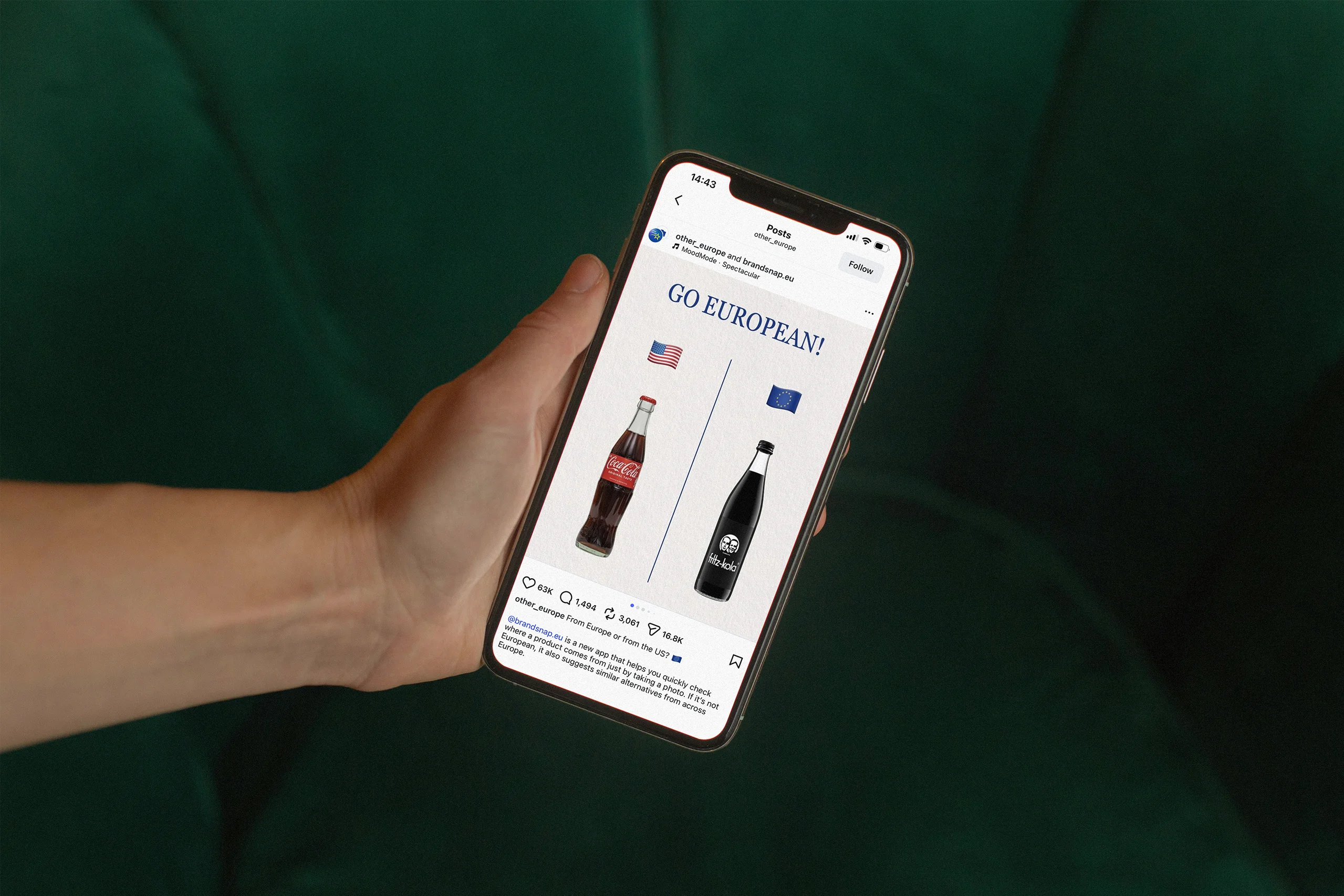Brandsnap is an app that helps you quickly check where a product comes from and suggesting European alternatives to encourage local consumption, Europe