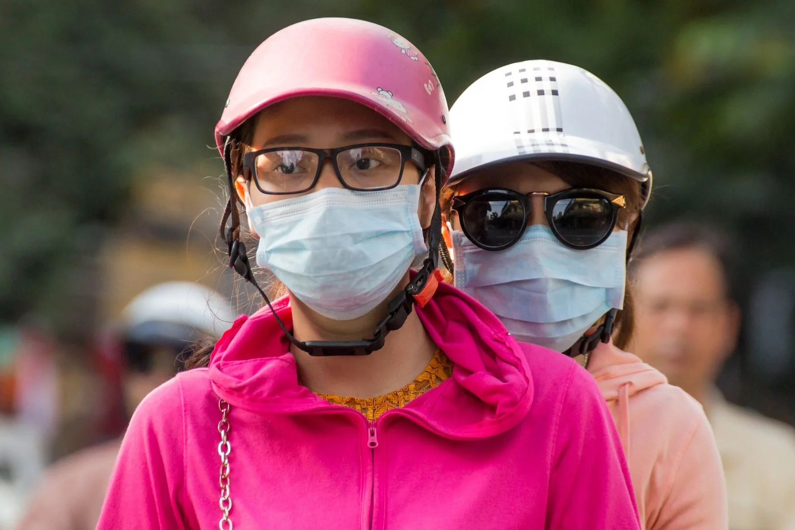 Citizens wearing masks, Asia