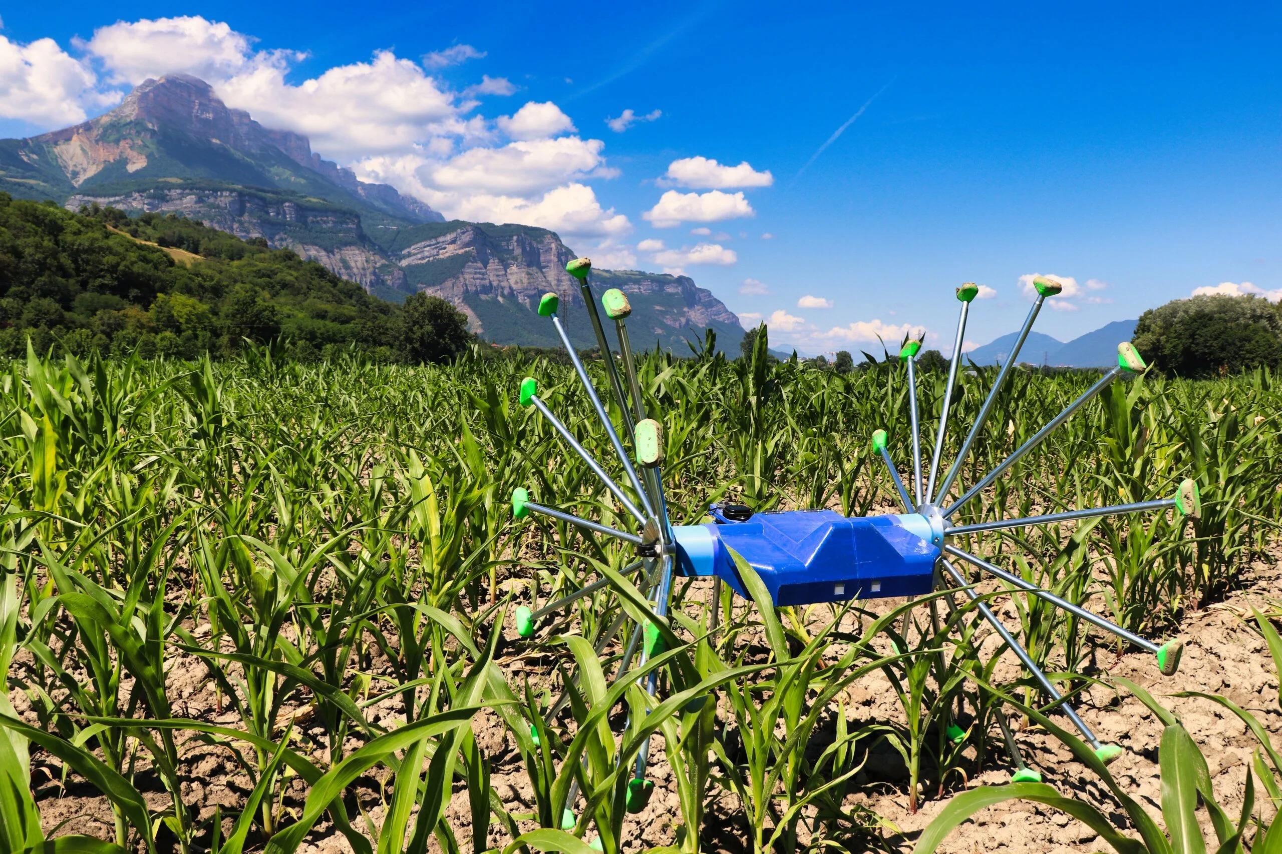 SentiV by Meropy is an AI-powered robot that collects data and assesses the field to optimise farming practices, France