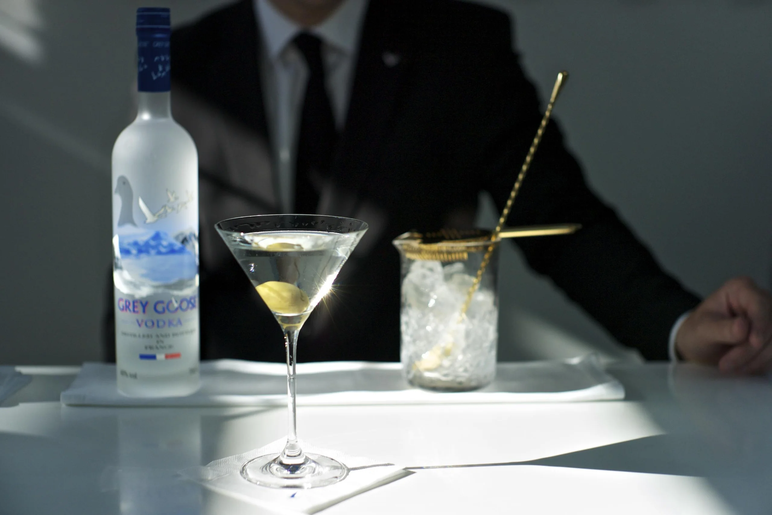 Grey Goose vodka and Virgin Atlantic have today (September 14, 2011) announced the opening of the world’s best airport bar – the Grey Goose Loft at the Virgin Atlantic Clubhouse at London Heathrow. The luxurious bar will offer Virgin Atlantic Upper Class passengers a bespoke experience and a level of service which until now could only be enjoyed in the top cocktail bars in the world.   A Grey Goose Signature Dry Martini. London, UK. September 13, 2011. Photo: Edmond Terakopian   ***EMBARGOED FOR PUBLICATION ON & AFTER  THURSDAY 15.09.2011***HANDOUT PHOTO: NO LIBRARY, NO SALES***